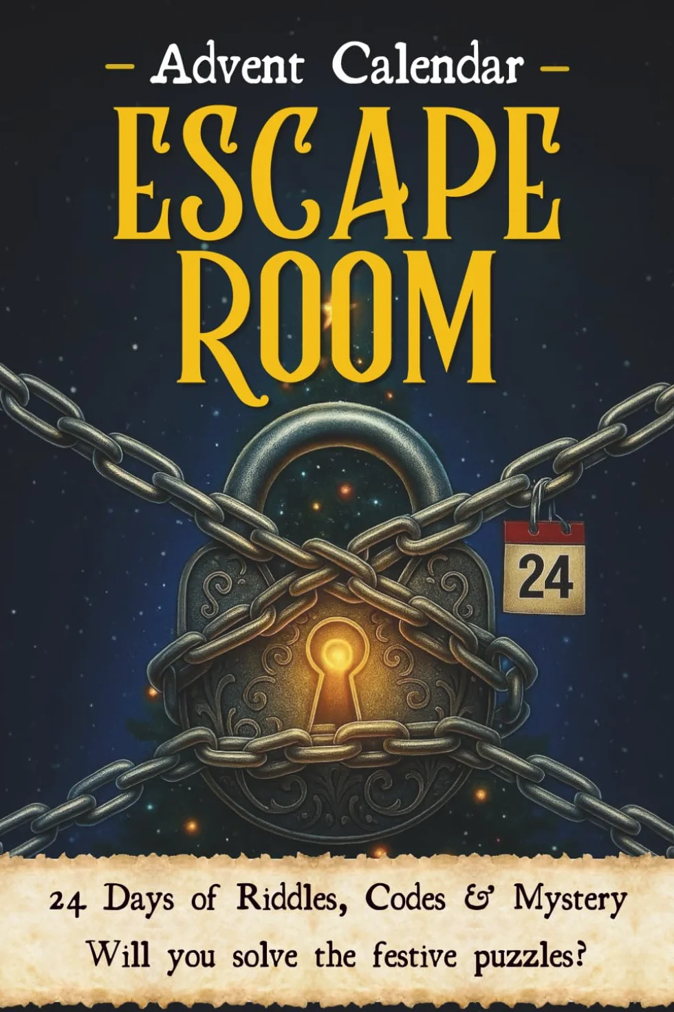 Escape Room Advent Calendar: Countdown to Christmas with 24 Interactive Puzzles - Riddles, Logic, Codes & Mystery (3 Activities a Day)