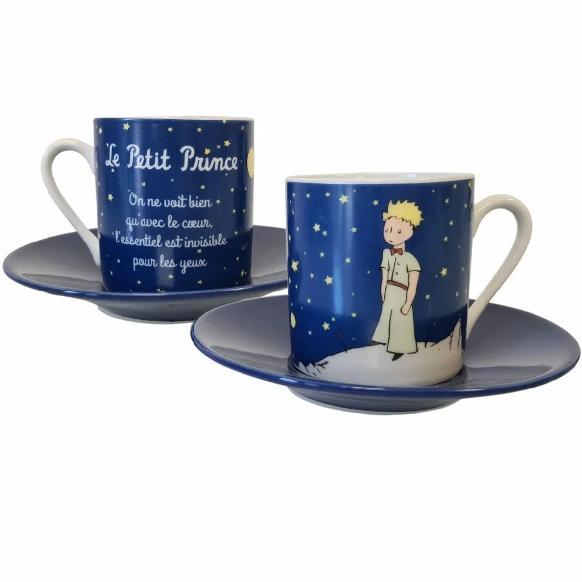 LE PETIT PRINCE 525512 zestaw filiżanek, 2 sztuki, gwiazdki, ceramika, granatowy, 5 cm, 10 x 6 x 14 cm
