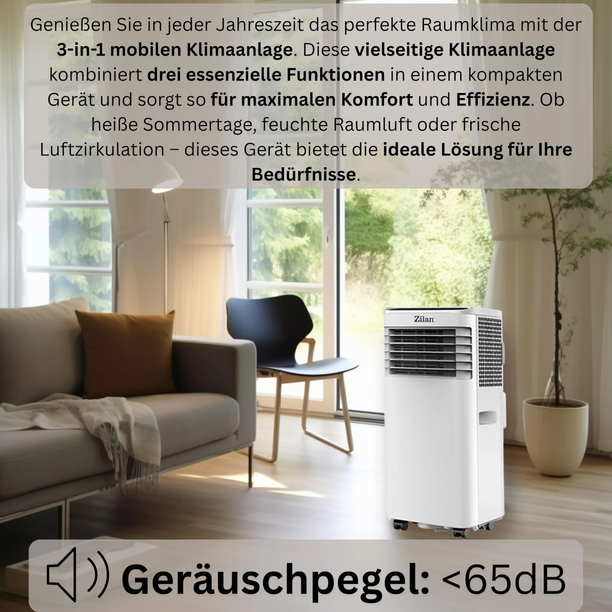 Mobilny klimatyzator 9000 BTU z wężem powietrza wylotowego i uszczelką okienną, mobilny klimatyzator 24 h, timer – wentylator chłodzący, 300 m³/h, osuszacz powietrza 1,2 l/h, cichy klimatyzator z