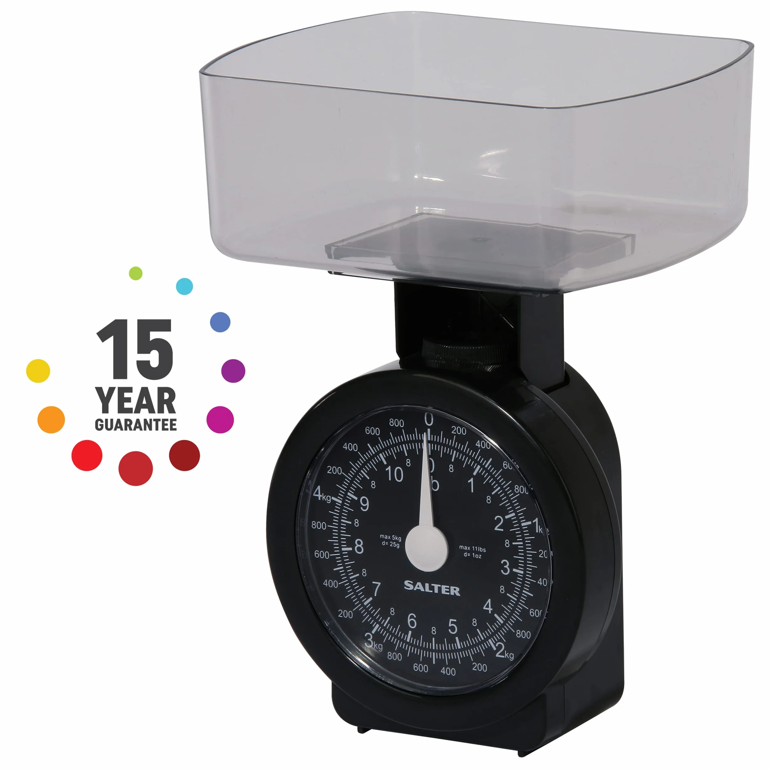 Salter 114 BKCLDR Mechaniczna waga kuchenna 5 kg, zmywarka, czarna