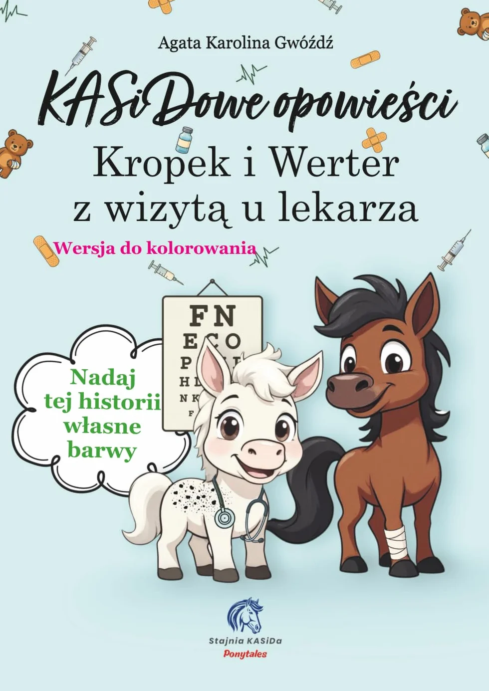 KASiDowe opowieści. Kropek i Werter z wizytą u lekarza: Wersja do kolorowania