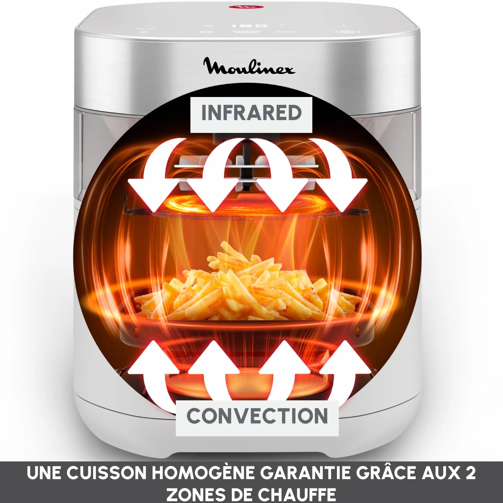 Moulinex Easy Fry Infrared frytkownica na powietrze 7 l technologia podczerwieni panel cyfrowy nieprzywierający kosz zmywarka okno obserwacyjne 8 trybów