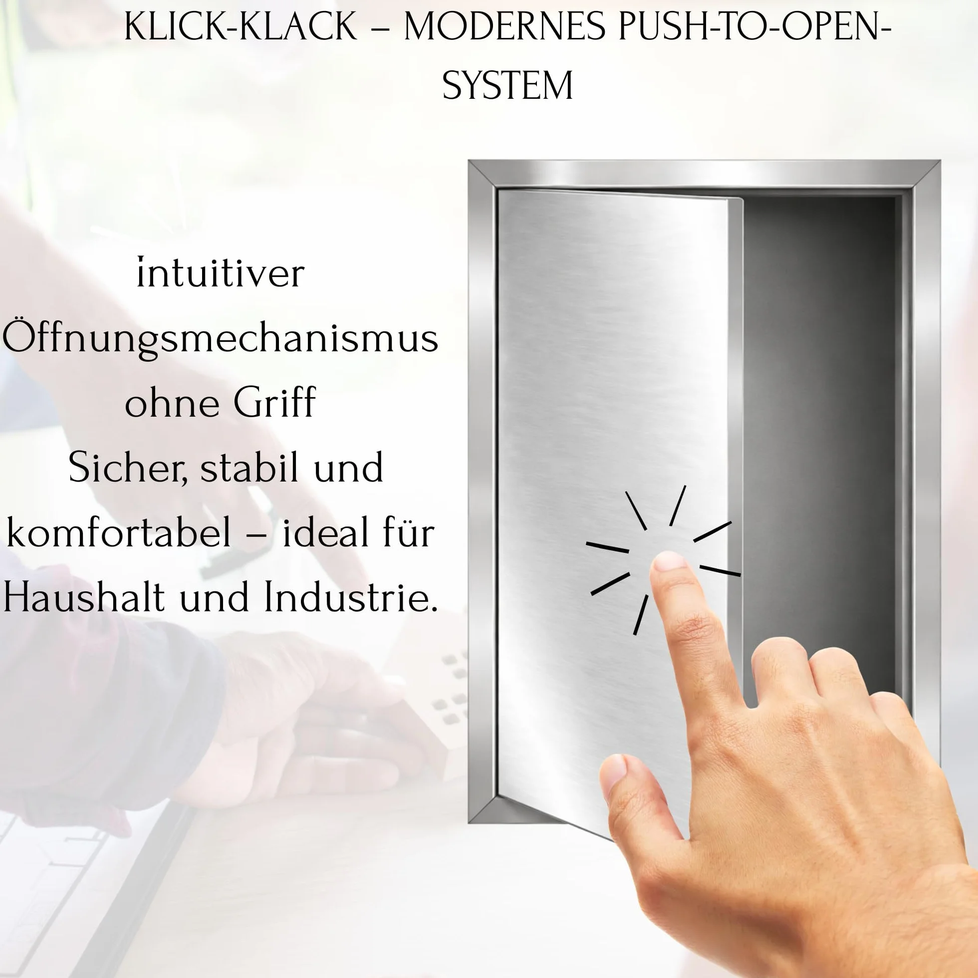 TMALASER Drzwi rewizyjne metalowe 15 x 25 cm stal nierdzewna – klapa rewizyjna Inox 150 x 250 mm push to open/Klick-Klack - drzwi inspekcyjne do ścian karton-gips