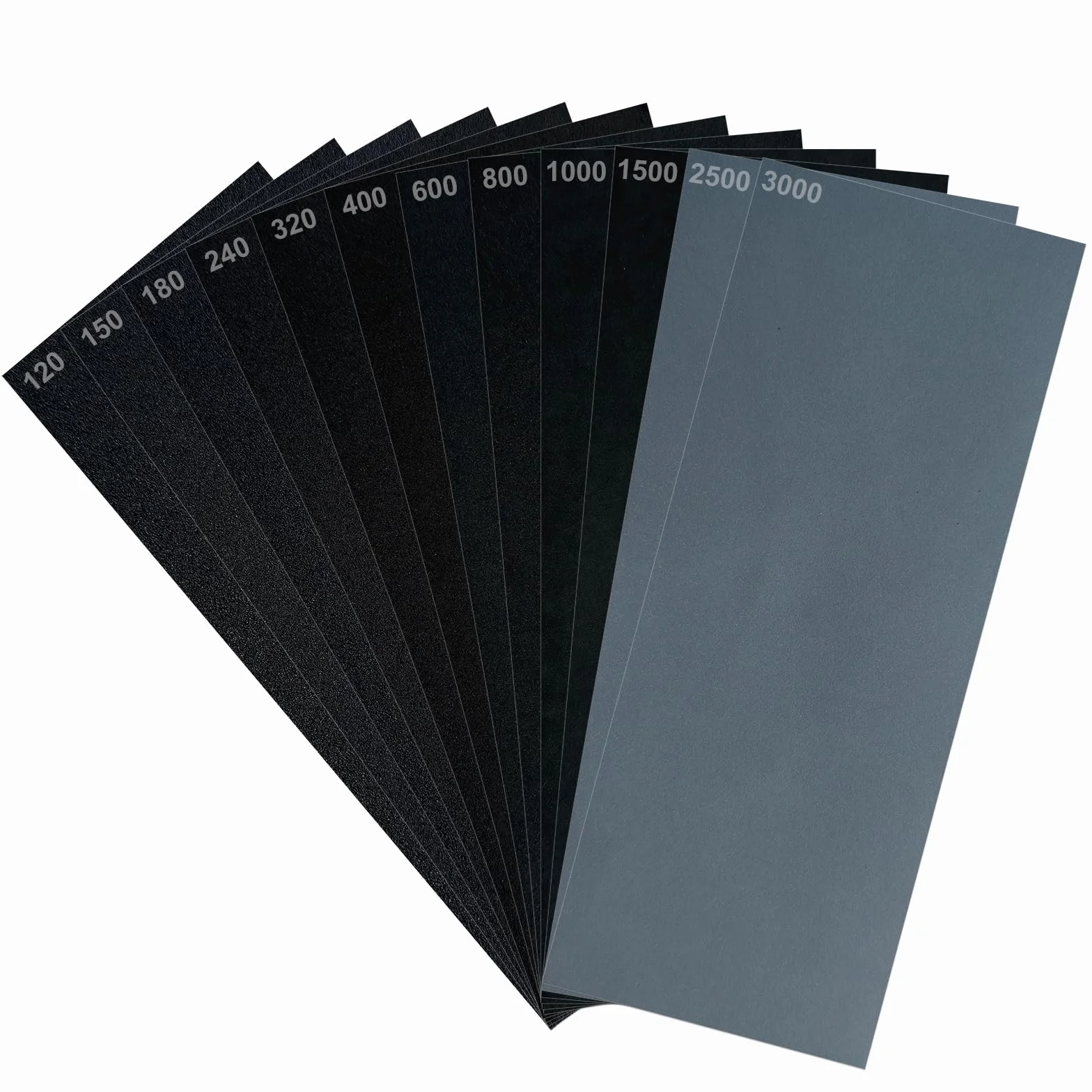 Papier ścierny, 24 sztuki papier ścierny 9 x 23 cm - ziarnistość 120/150/180/240/320/400/600/800/1000/1500/2500/3000 - wodoodporna szlifierka na sucho i na mokro do CarCarla dordordordordordordorNo