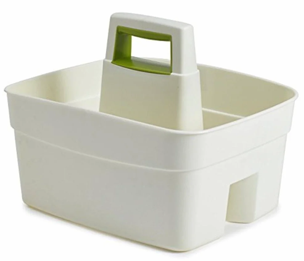 Whitefurze Caddy kuchenne z wkładką zieloną liściastą, plastik, kremowy