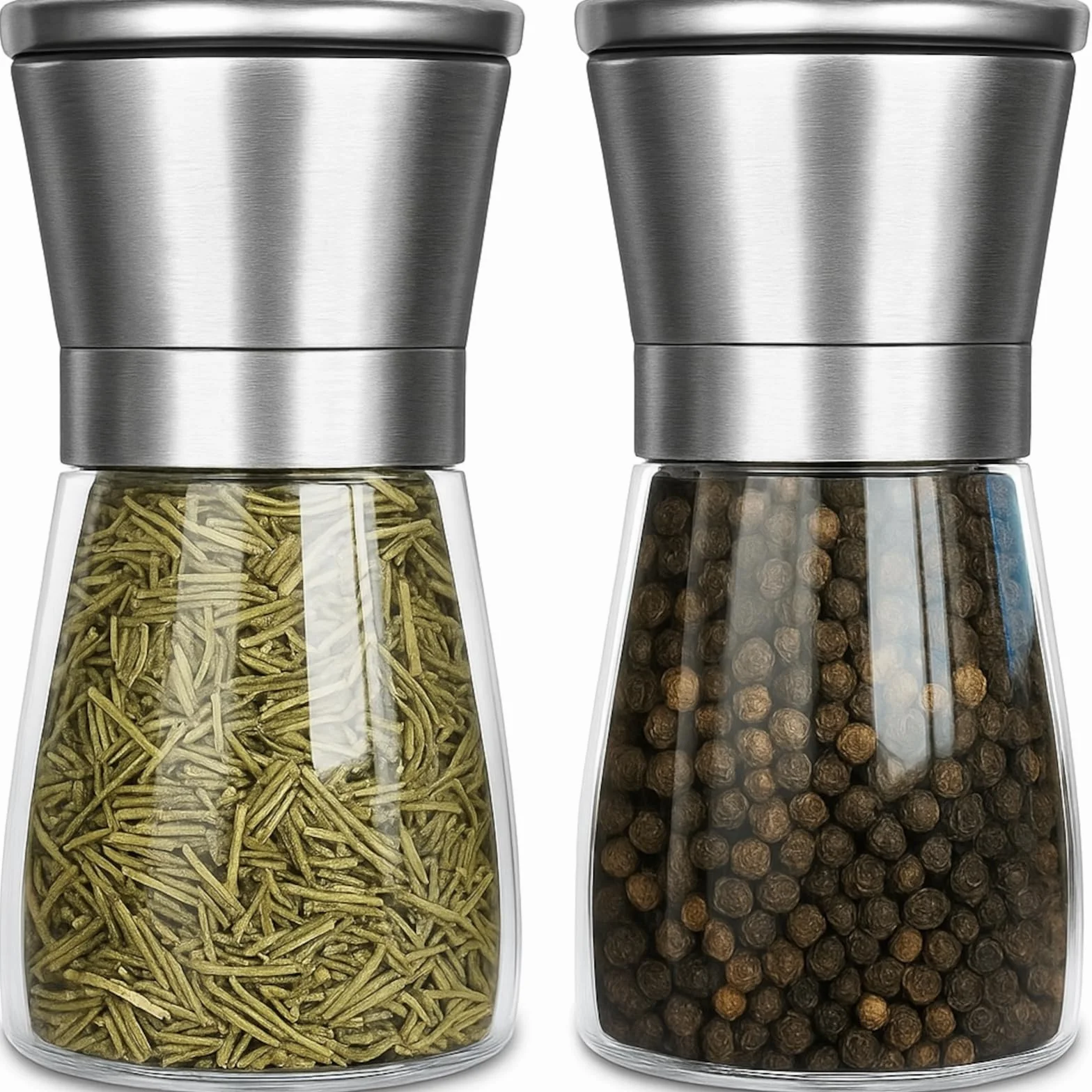 Młynek do Przypraw ze Stali Nierdzewnej i Szkła 180 ml*2 Ceramiczny Regulowany