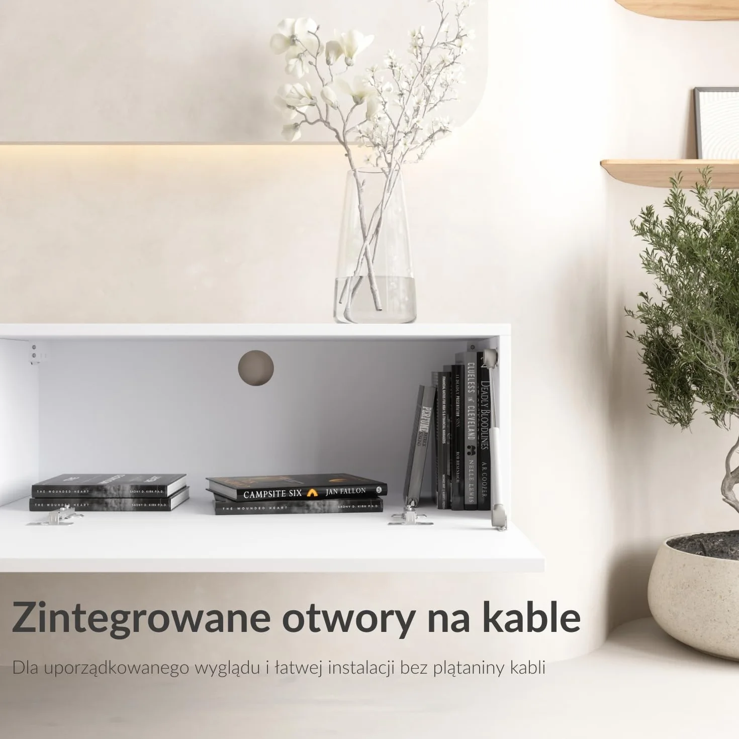 Planetmöbel West Szafka pod telewizor, stolik pod telewizor o długości 160 cm, wisząca lub stojąca, szafka pod telewizor do salonu, mebel pod telewizor 37,8 x 160 x 30 cm, biały