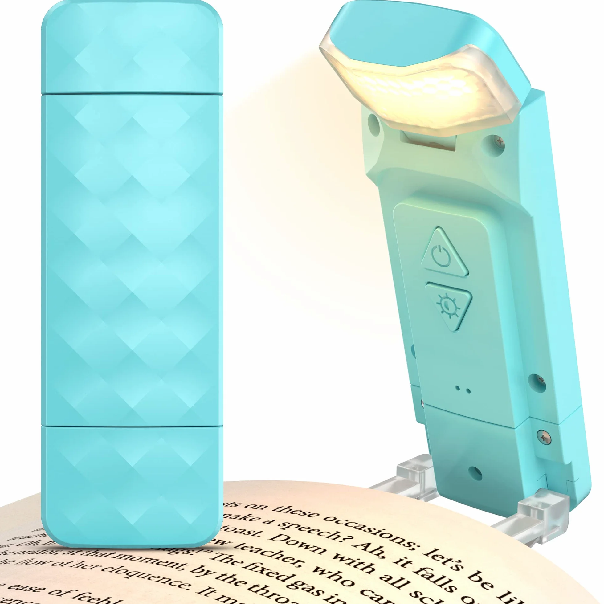 Mexllex Lampka do czytania książek, lampka z zaciskiem do czytania w łóżku, ładowana przez USB, z 3 temperaturami barwowymi i 5 poziomami jasności, lampka dla moli książkowych/dzieci, zielona