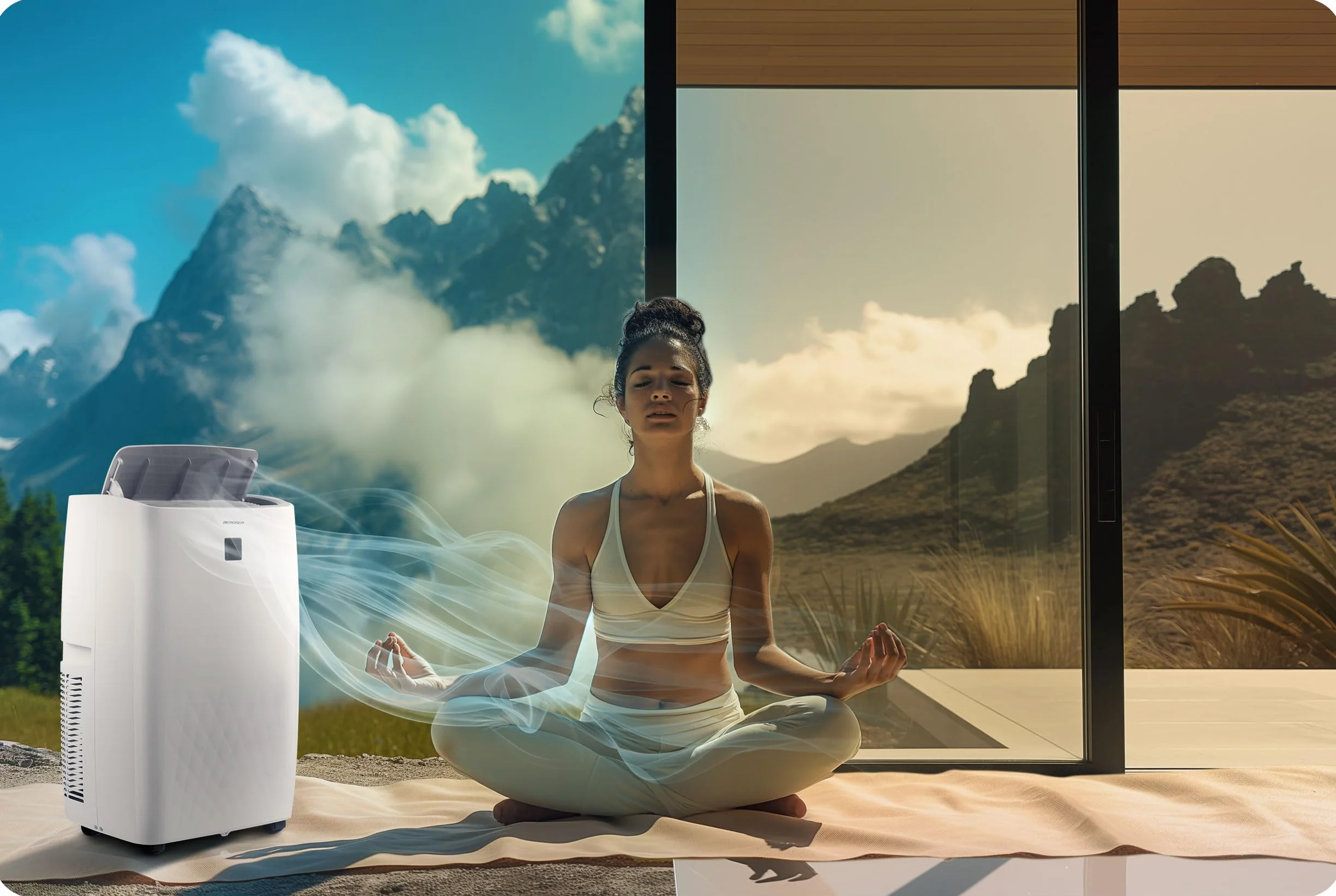 Berdsen Klimatyzator Przenośny 5w1 z Funkcją Grzania Osuszania 14000 BTU 34l/24h WiFi Biały