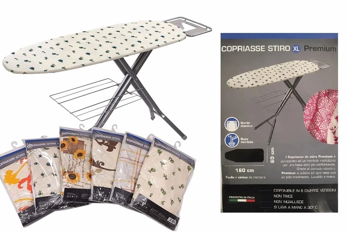 Pokrowiec na deskę do prasowania cm 160x60 XXL Uniwersalny pokrowiec na deskę do prasowania Duży Maxi Pokrowiec na deskę do prasowania Premium odpowiedni do żelazka parowego Made in Italy, różne