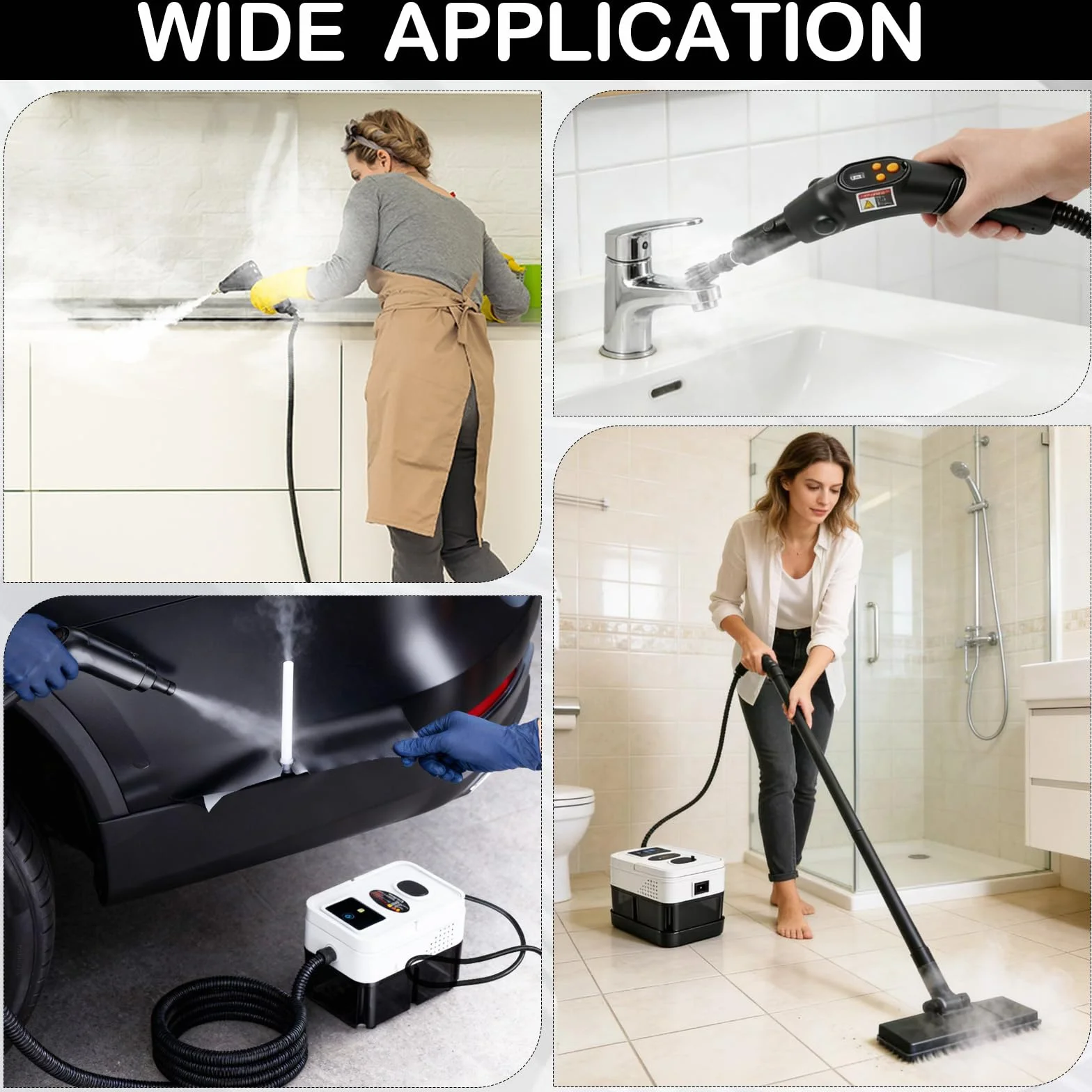Myjka parowa, 2500 W, urządzenie ręczne z 19 akcesoriami, czas nagrzewania 15 sekund, zbiornik na wodę 1,8 l, 6-stopniowa regulacja, przenośna myjka parowa do podłóg, kuchni, okien, łazienki