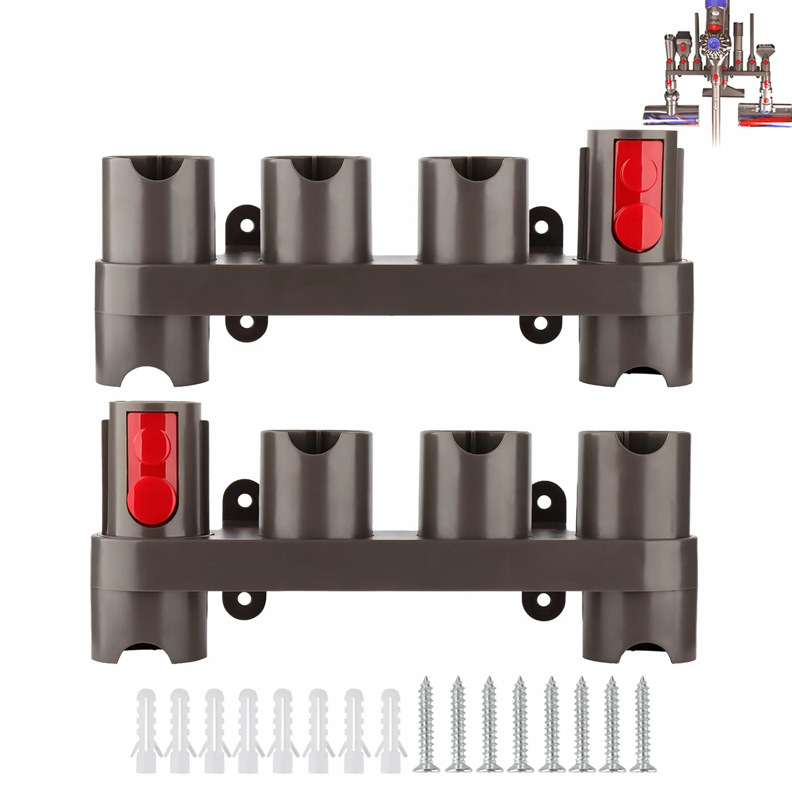 RTop Uchwyt akcesoriów do odkurzacza Dyson V7 V8 V10 V11 SV10 SV11, uchwyt akcesoriów Dyson (10 gniazd do przechowywania, opakowanie 2 szt.)