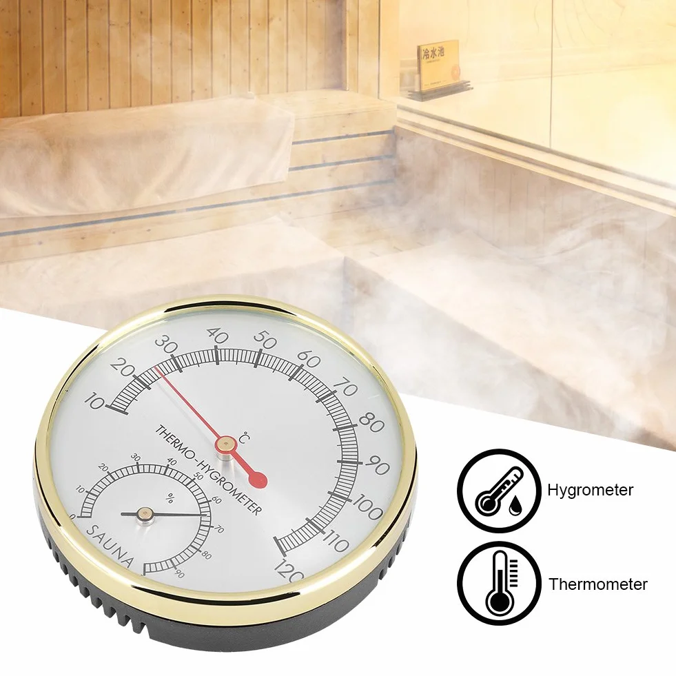 Asixx Termohigrometr do sauny, termometr do sauny, z metalu, do temperatury 10 ℃ -120 ℃ i zakresu wilgotności 0% -100%
