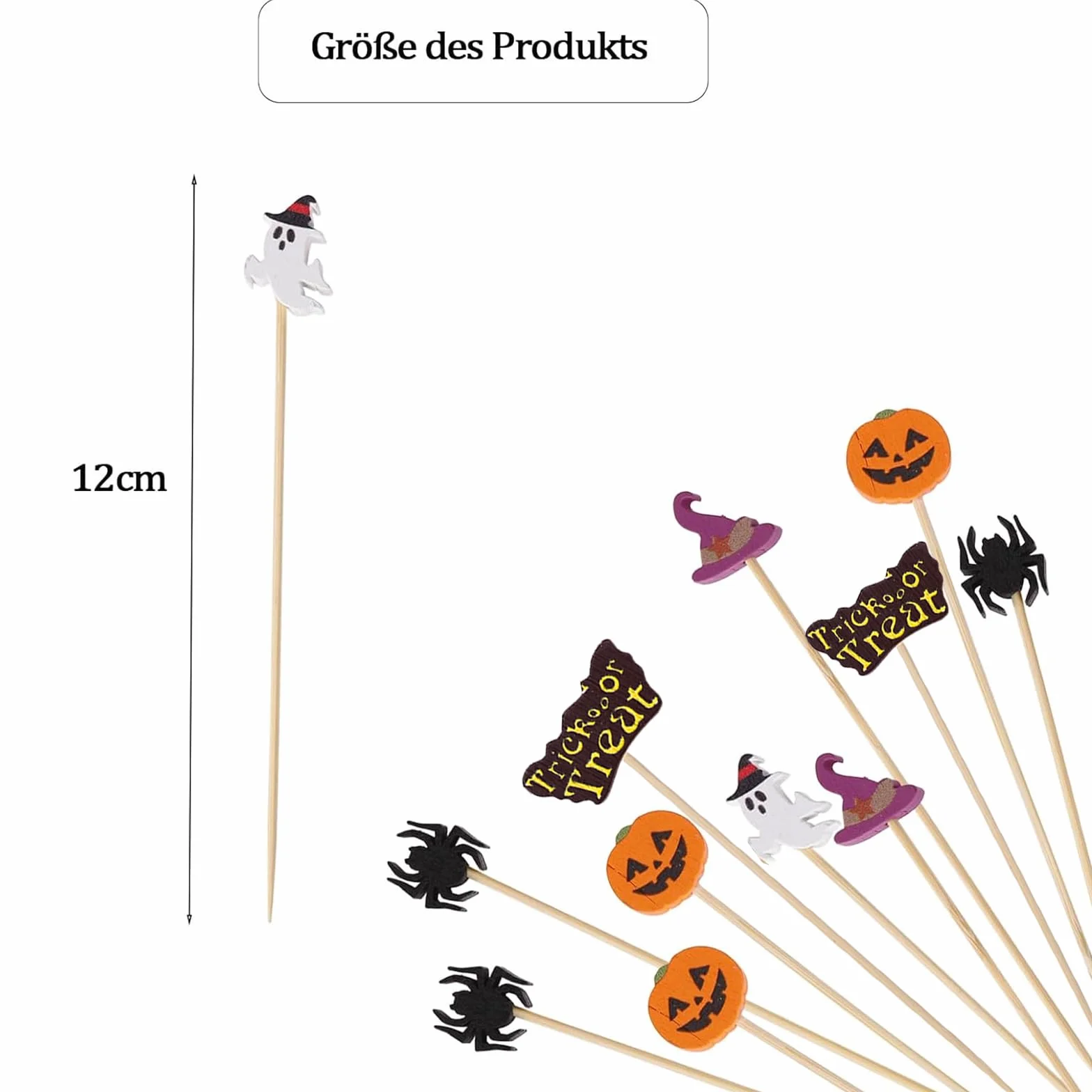 ENLACE Szaszłyki koktajlowe drewniane 100 sztuk dekoracja Halloween