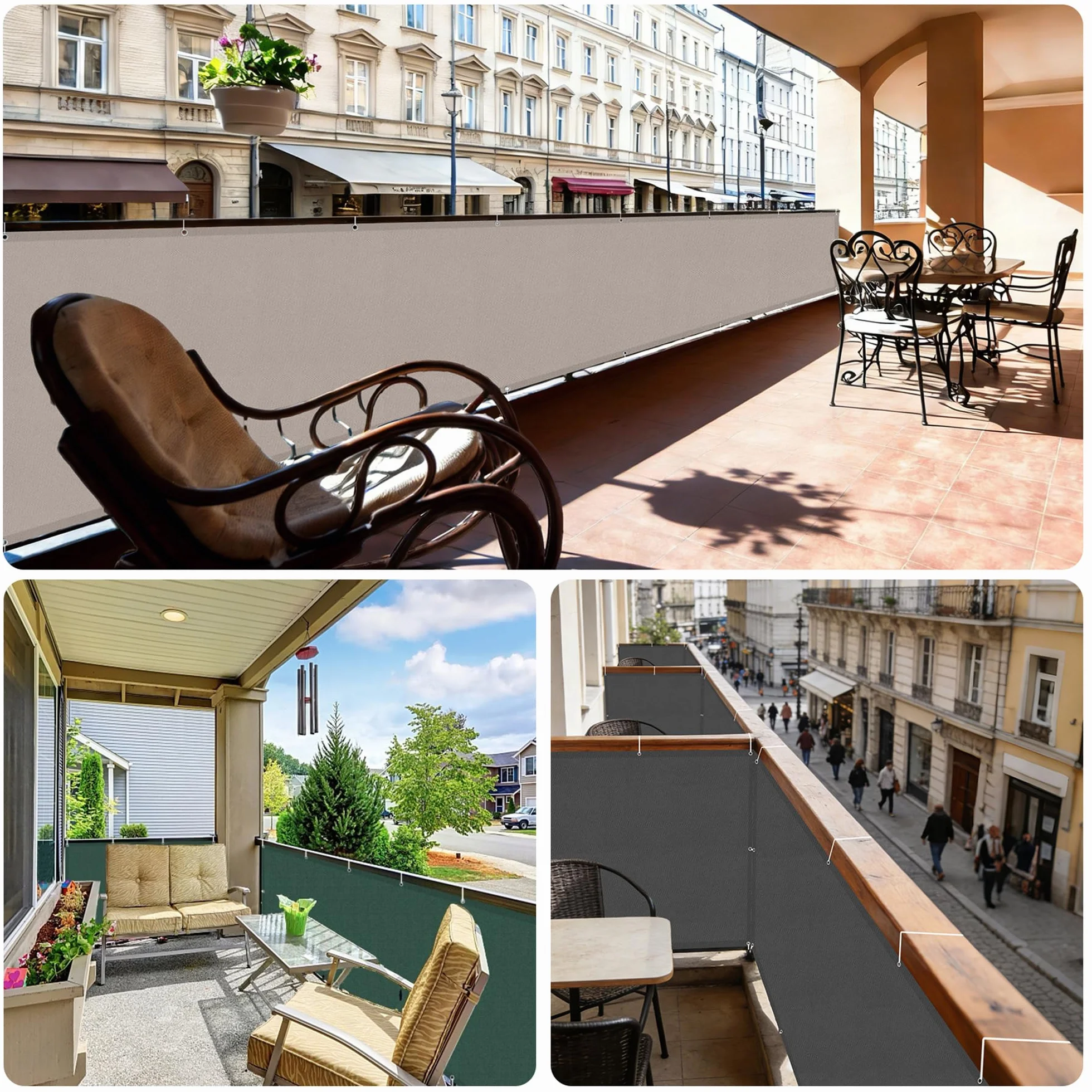 Sunnylaxx Osłona Balkonowa 100 x 500 cm,Ochrona przed Wiatrem, Nieprzejrzysta osłona Balkonu, PES 170 g/m², Ochrona przed Wiatrem i Promieniowaniem UV, z oczkami i opaskami Kablowymi,Antracyt
