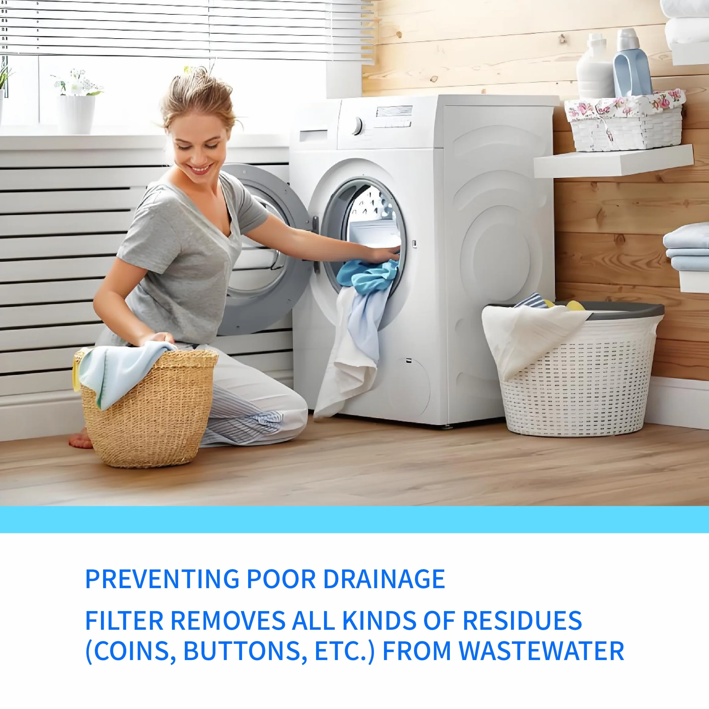 Sitko do kłaczków zamiennik do pralek Bauknecht, Whirlpool, Indesit - kompatybilne z numerami części 481248058385 i C00312342, wkład filtrujący do pompy odpływowej, ochrona pompy odpływowej
