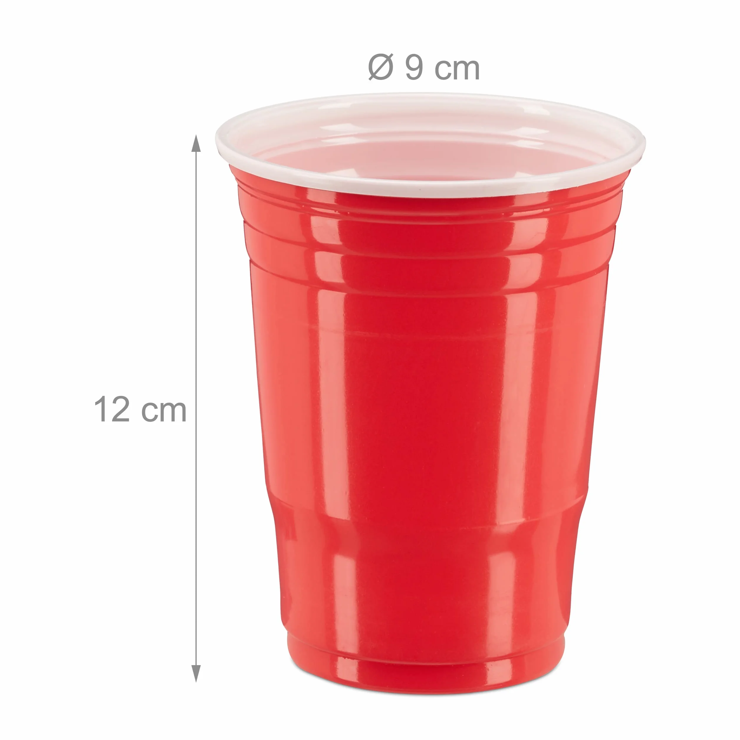 Relaxdays Beer Pong Kubki Plastikowe Czerwony 50 Sztuk