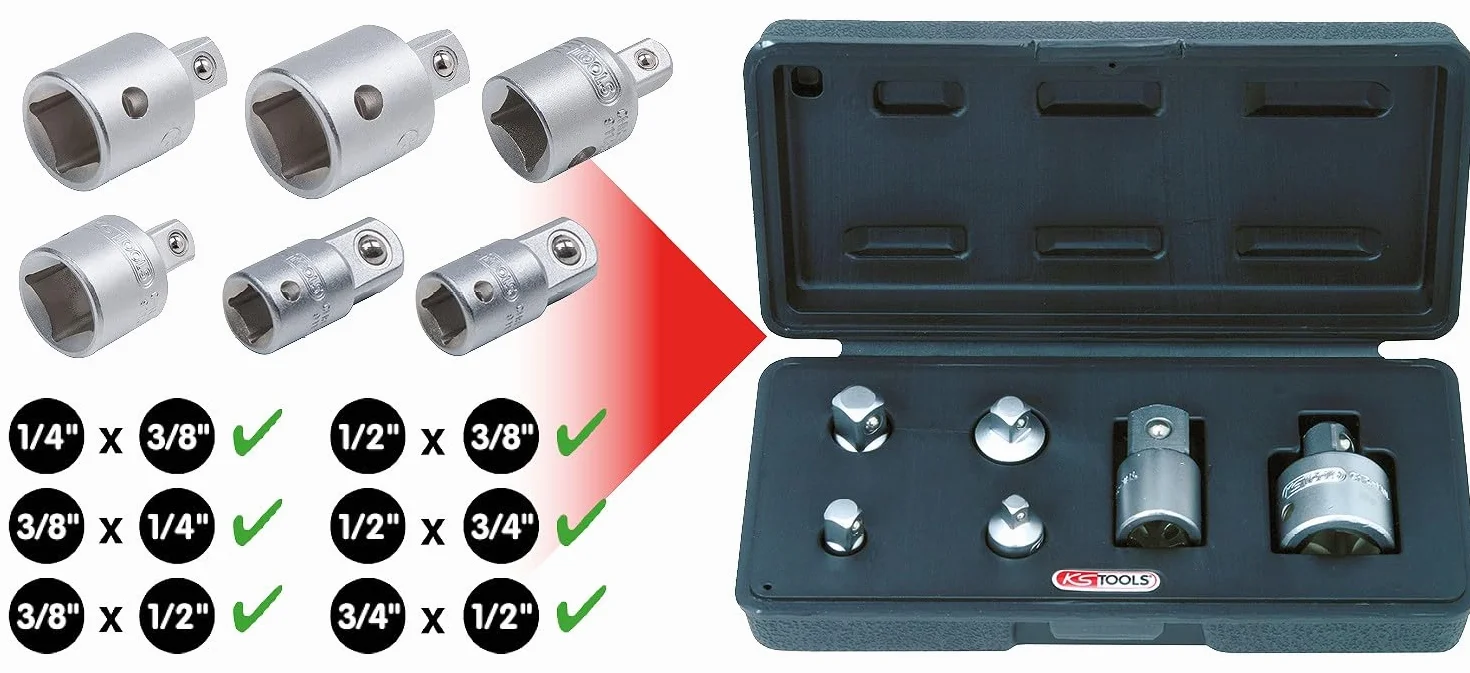 KS Tools 911.0106 Zestaw adapterów redukujacych i powieksz 6-szt