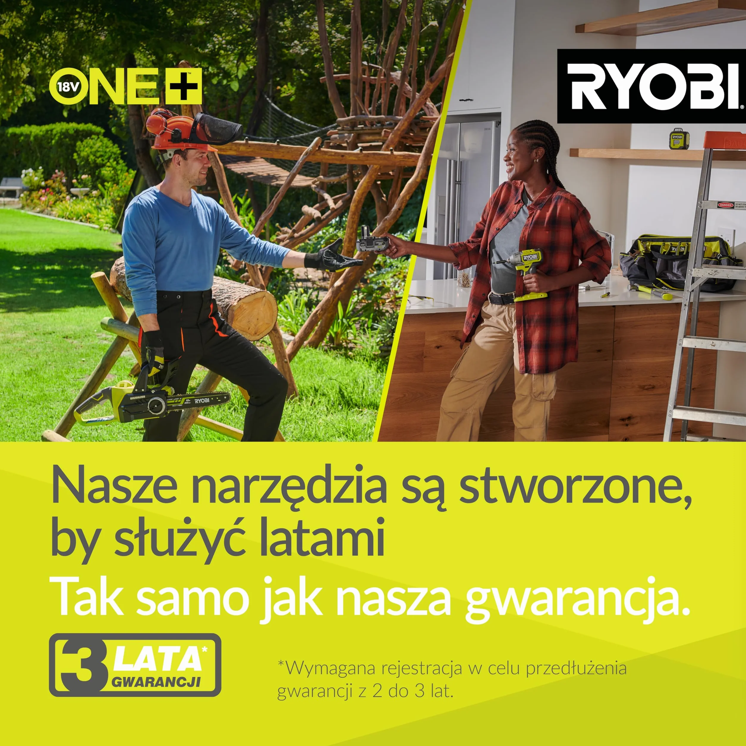 Ryobi Nożyce do Żywopłotu i Trawy 18V, RY18GSA-0, Kompaktowe Nożyce, 2w1, Ostrze do Krzewów 20 cm, Ostrze do Trawy 10 cm, Beznarzędziowa Wymiana Ostrzy, Wersja bez Akumulatora i Ładowarki