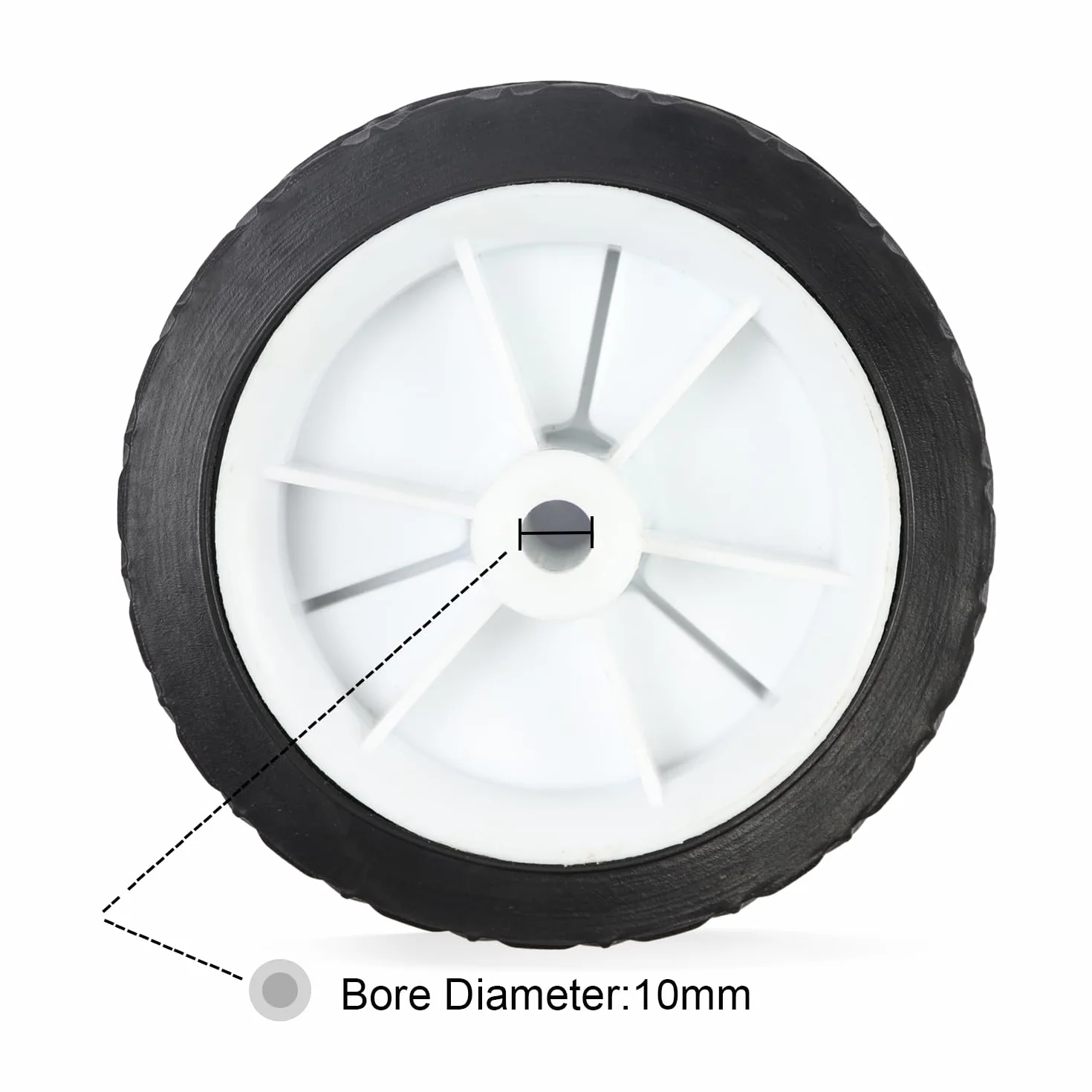 2 x gumowe kółko uniwersalne koło zapasowe 125 mm na wózek, średnica otworu osi 10,0 mm