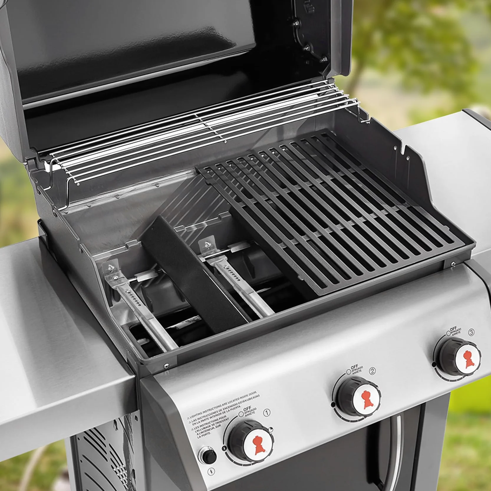 Onlyfire Uniwersalne Regulowane Palniki do Grilla ze Stali Nierdzewnej, do Większości Modeli Grilla Gazowego, Przedłużana z 36 do 50cm, Średnica 12mm, 3 Sztuki