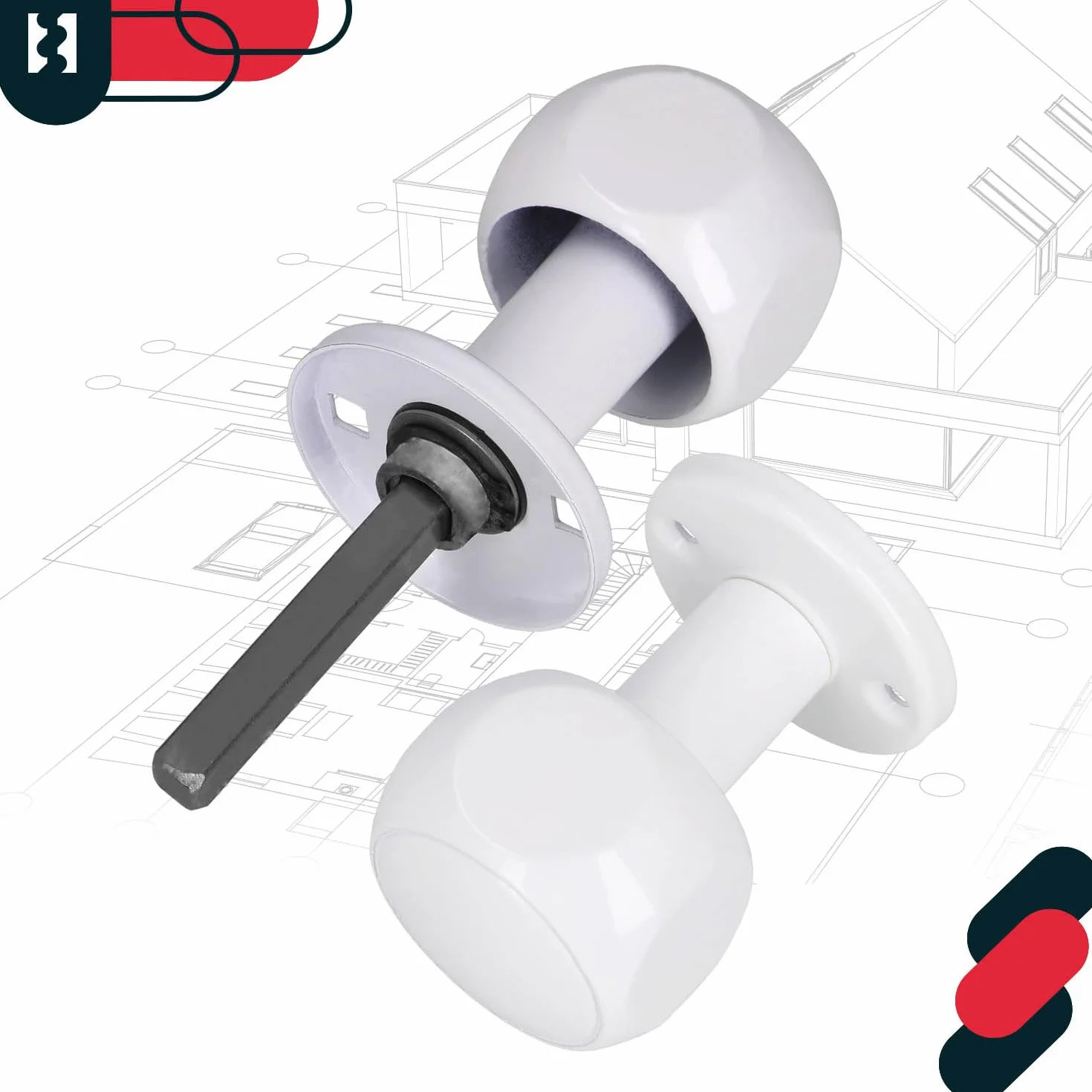 KOTARBAU® Gałka Drzwiowa Obrotowa Ruchoma Do Drzwi Wewnętrznych Aluminium Biała