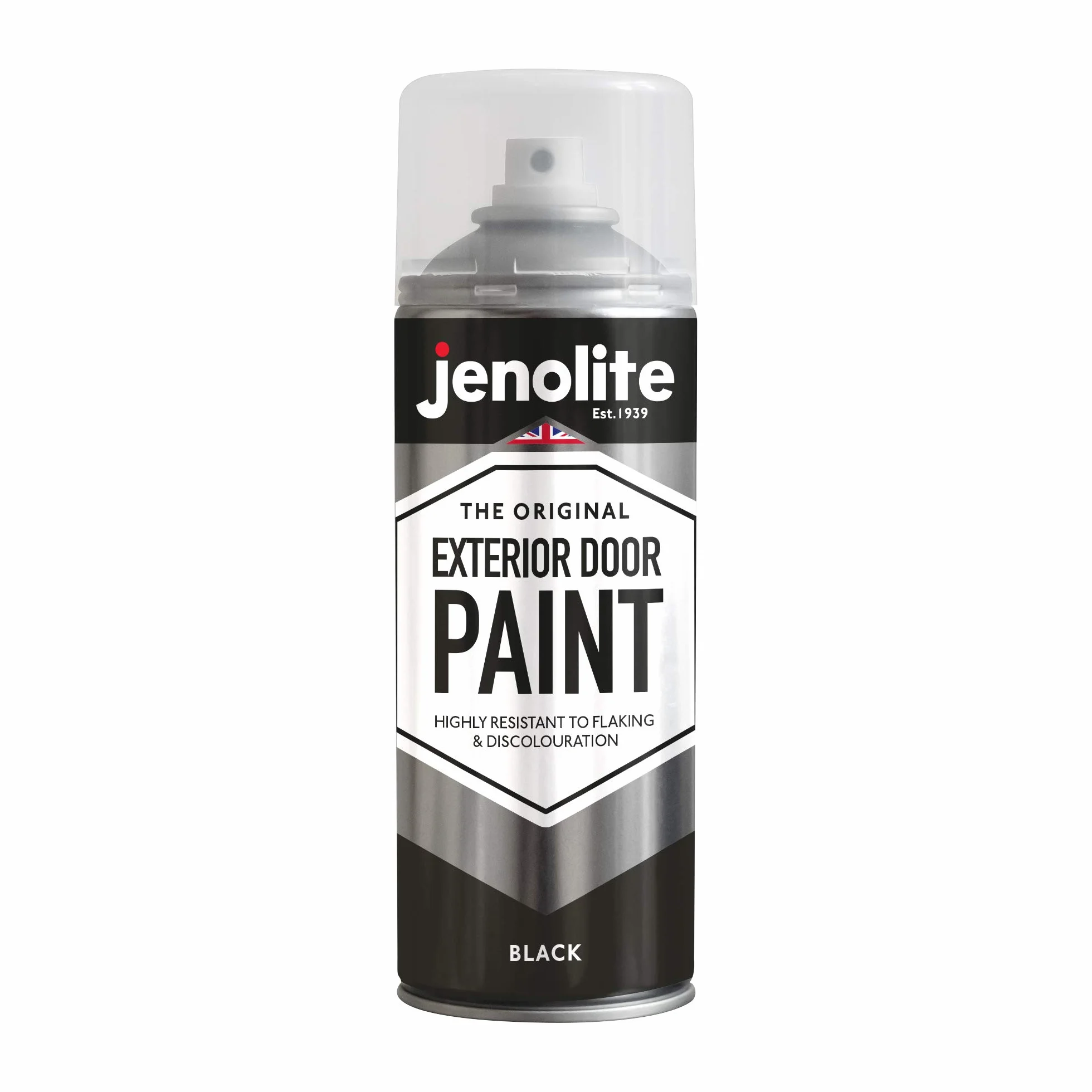 JENOLITE Farba Do Drzwi Zewnętrznych w Aerozolu | Czarny | Wiele Powierzchni | Metalowe i Drewniane, Garażowe i Okna | 400 ml | RAL 9005
