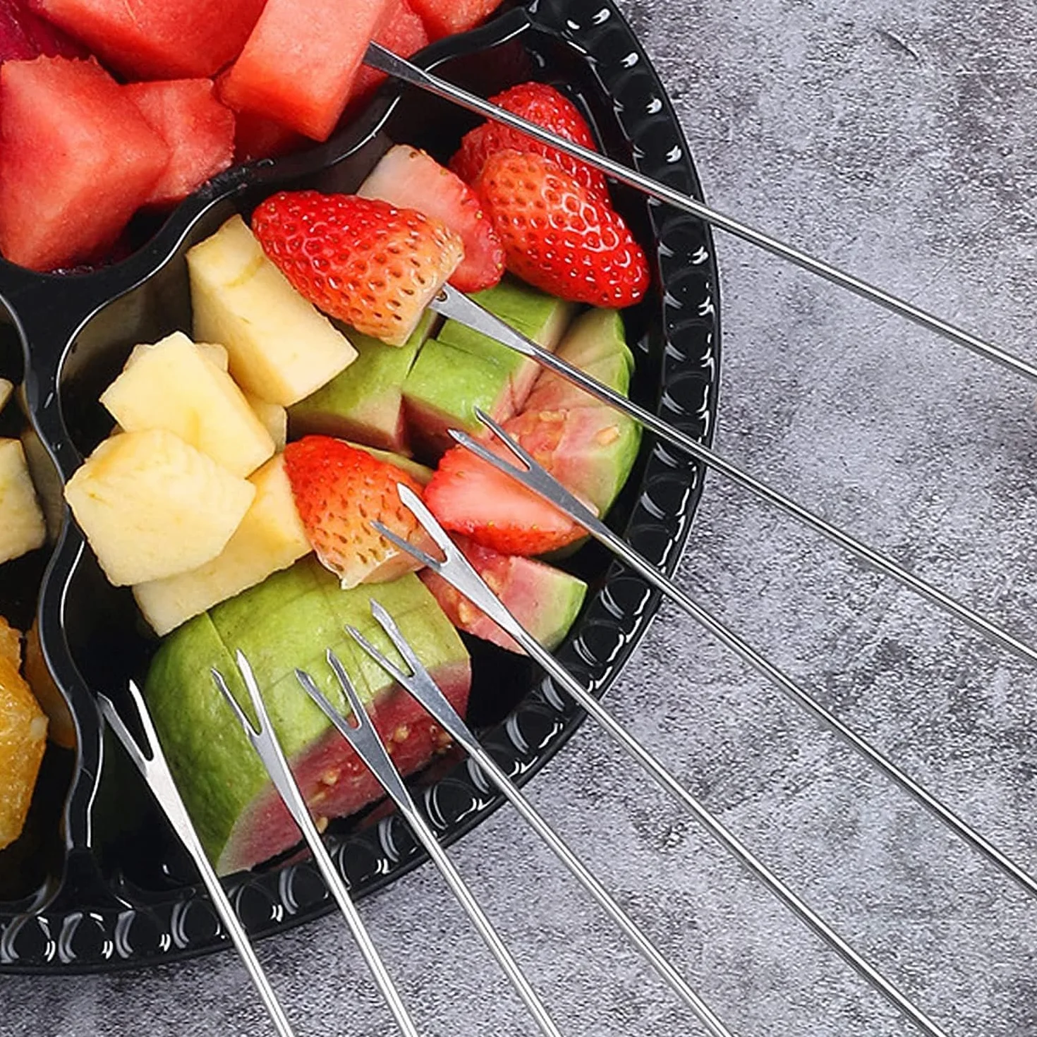 LATRAT Zestaw 8 widelców do fondue ze stali nierdzewnej, widelec do grilla i sera z odpornym na wysokie temperatury uchwytem