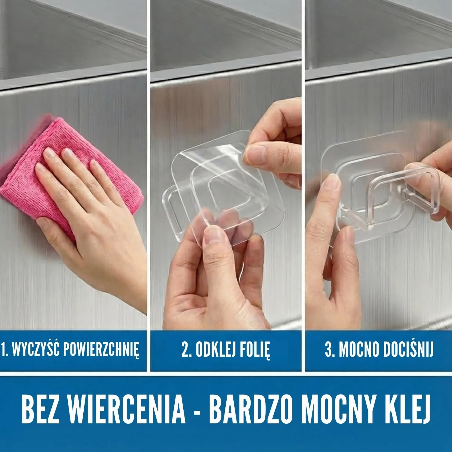 Samoprzylepny uchwyt na gąbkę do zlewu kuchennego - przezroczysty, mocny i wodoodporny organizer ścienny