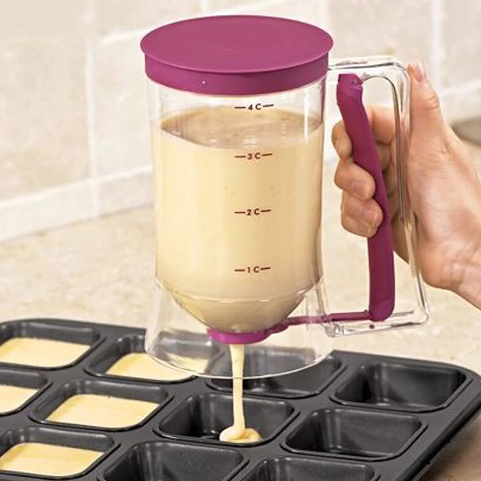 Ejoyous Porcjownik do ciasta 900 ml z pokrywką i skalą