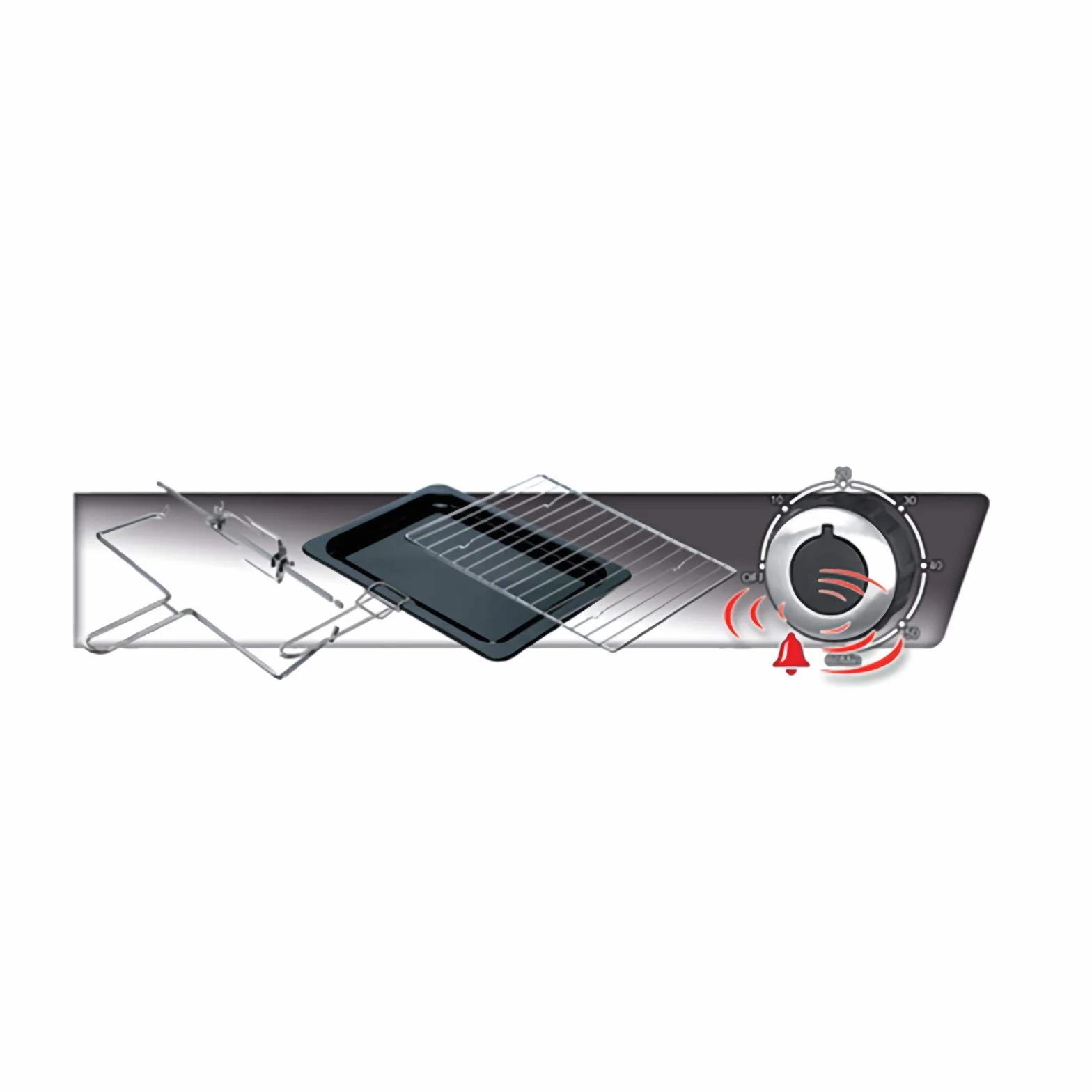 MPM MPE-07/T Piekarnik elektryczny, Termoobieg, Pojemność 45 l, Regulacja Temperatury (od 100 do 230°C), Czasomierz 60 minut, Rożen do Kurczaka,Obudowa ze Stali Nierdzewnej w Kolorze Czarnym, 2000W