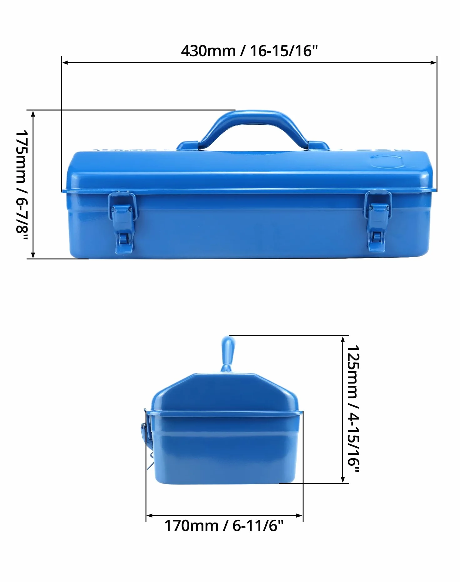 QWORK® Metalowa skrzynka narzędziowa 41 cm, przenośne pudełko do przechowywania narzędzi, z klamrą blokującą