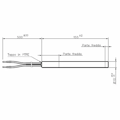 Świeca, Rezystancja zapłonu L. 155 mm Diam. 10 mm, 280 Watt. do pieców na pellet BESTOVE, NORDICA EXTRAFLAME, PASIAN