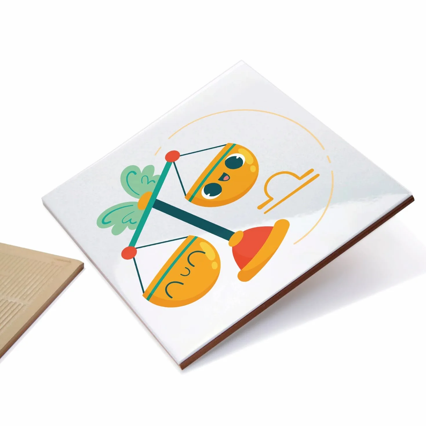 Fantastyczna dekoracyjna płytka ceramiczna 15,2 x 15,2 cm - Waga Znak zodiaku Rysunek Symbol Ilustracja