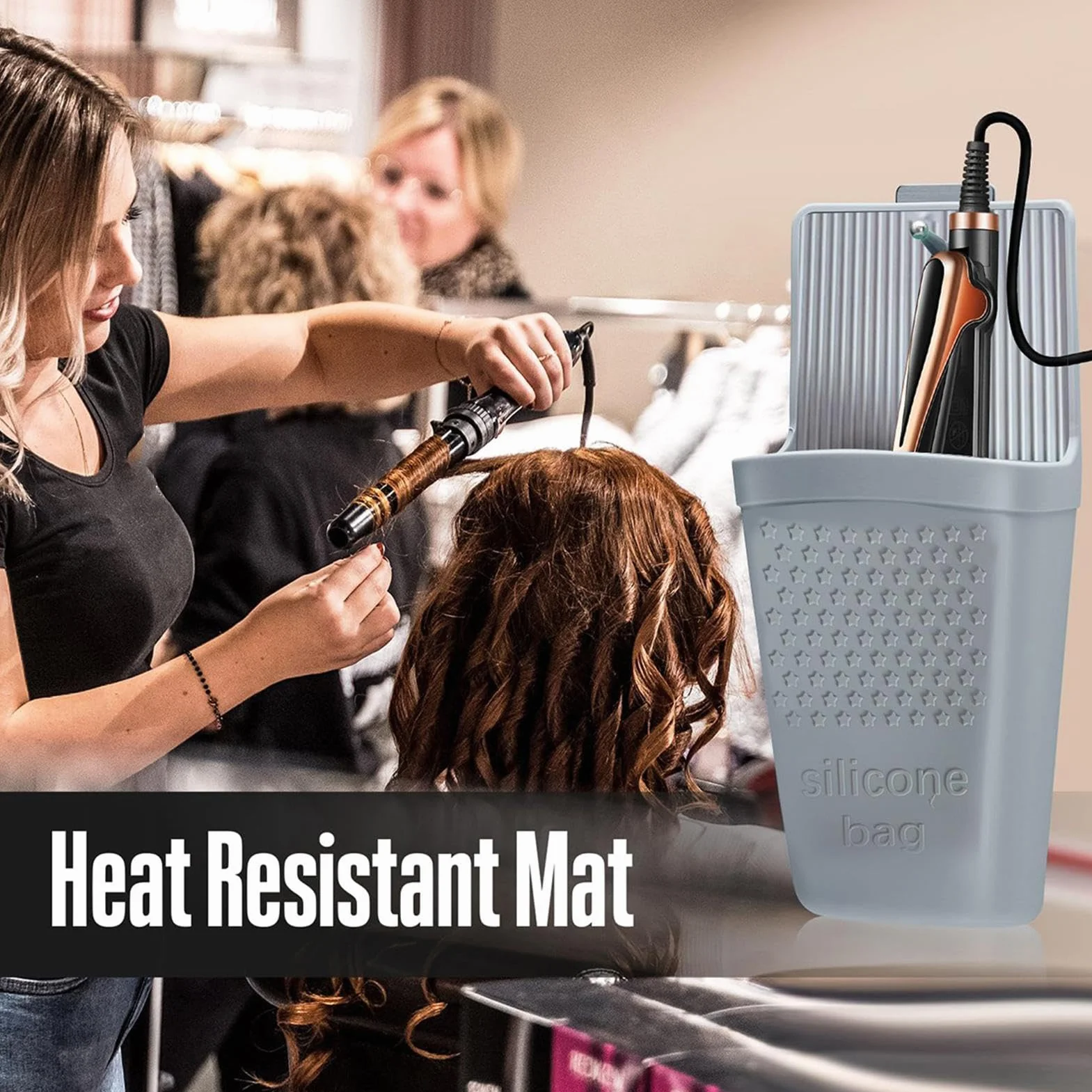 Hot Iron Holder, Silicone Hair Tool Bag, Heat Resistant Iron Holder, Portable Curling Iron Holder, Suction Cup Hair Tool Organizer, Effortless Mobility, Flexible Usage For Straightener Hair