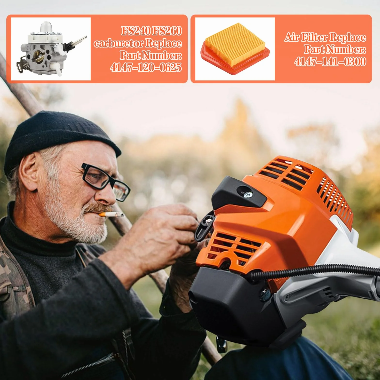 FS240 FS260 gaźnik, zestaw gaźnika 4147-120-0625 do Stihl FS240 FS240C FS240R FS240RC FS260C FS260R FS360C FS410C części do kosiarki do ścinania z filtrem powietrza 4147 141 0300