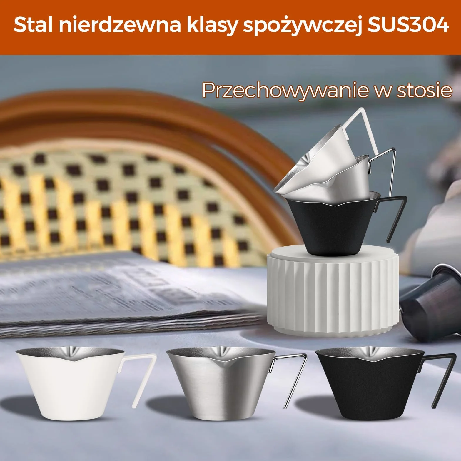 filiżanek do espresso ze stali nierdzewnej, akcesoria do kawa, podwójna wylewka, metalowy kubek pomiarowy z podwójną skalą, kubek, ważenie ziaren kawy (srebrne), 100ml
