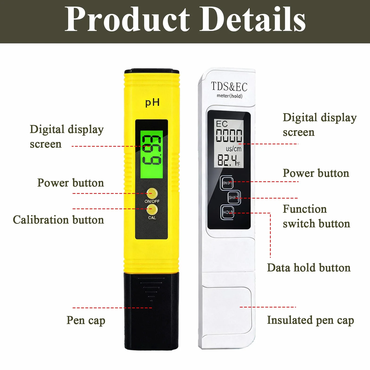 Tester jakości wody 4 w 1 PH TDS, elektroniczny miernik pH