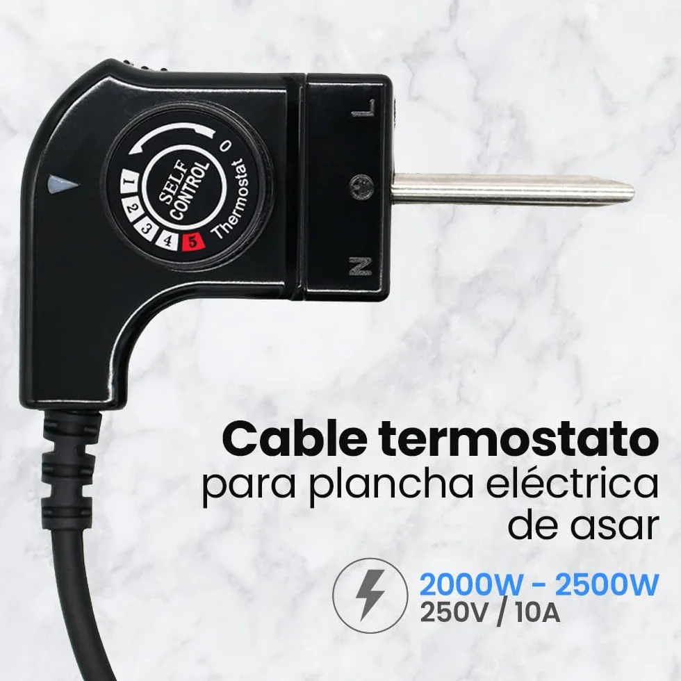 Anakel Home Kabel do grilla Plancha, termostat księżniczki, kabel z termostatem do Fagor, Jata, Princess, Solac, Magefesa... (uniwersalny)