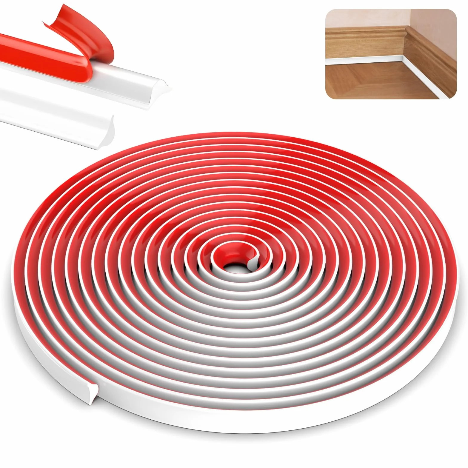 Zocipro Elastyczne listwy samoprzylepne 5 m, listwa wykończeniowa do ścian narożnych 9x12 mm, listwa samoprzylepna na ścianę, szafki, podłogi, sufity, listwy przypodłogowe, listwy przypodłogowe,