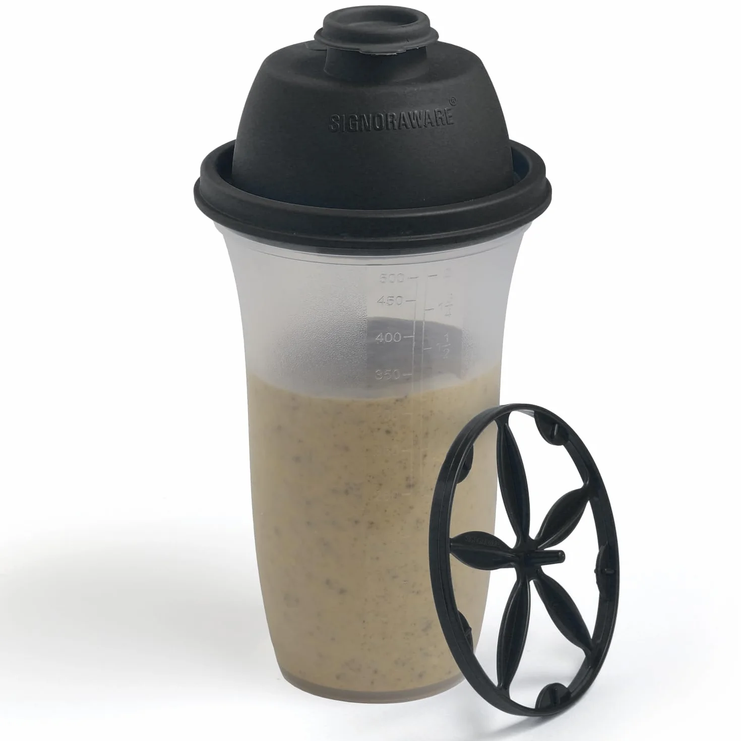 SIGNORA WARE Butelki shaker z tworzywa sztucznego, 500 ml, do posiłków, shakesów i smoothie, napojów, do mieszania dressingu sałatkowego i sosów, Margarita, więcej