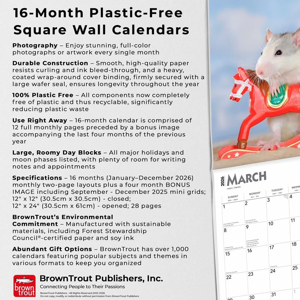 Rats – Ratten 2026 – 16-Monatskalender: Original BrownTrout-Kalender [Mehrsprachig] [Kalender]