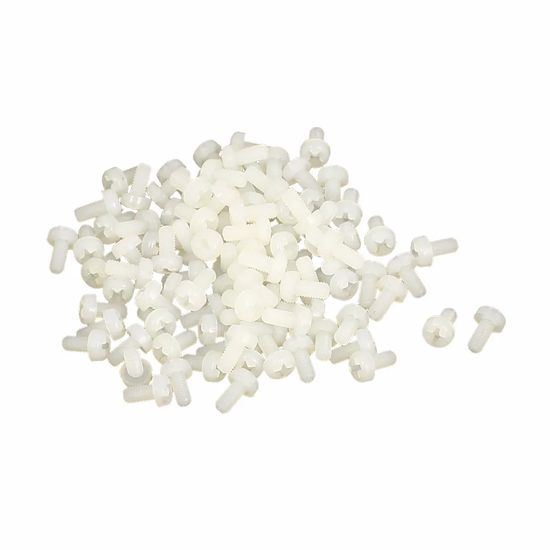 Sourcingmap M3 x 6 mm nylonowe śruby z łbem krzyżowym z okrągłym łbem, beżowe, 100 szt