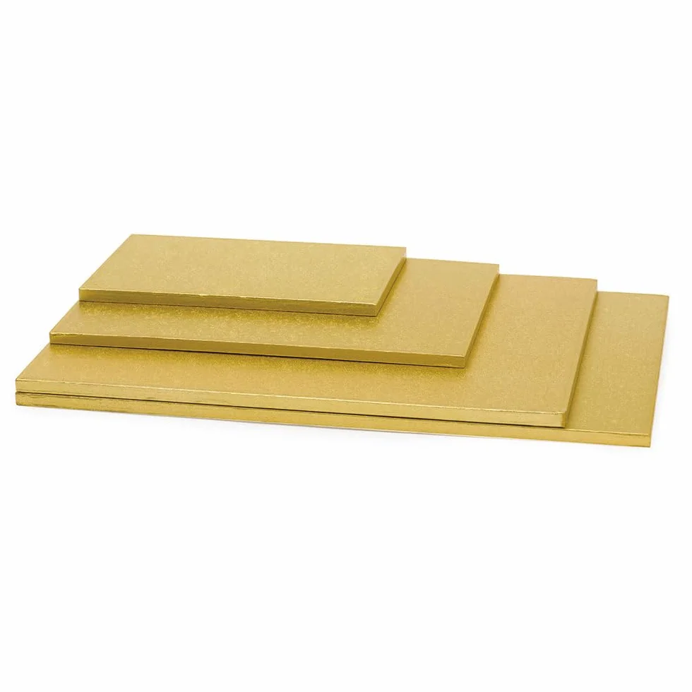 Decora, 0931376 sztywny prostokątny podkład na tort, złoty kolor, podwójnie powlekany aluminium, wytrzymały i wytrzymały, idealny do prezentacji ciast, 40 x 30 x wys. 1,2 cm