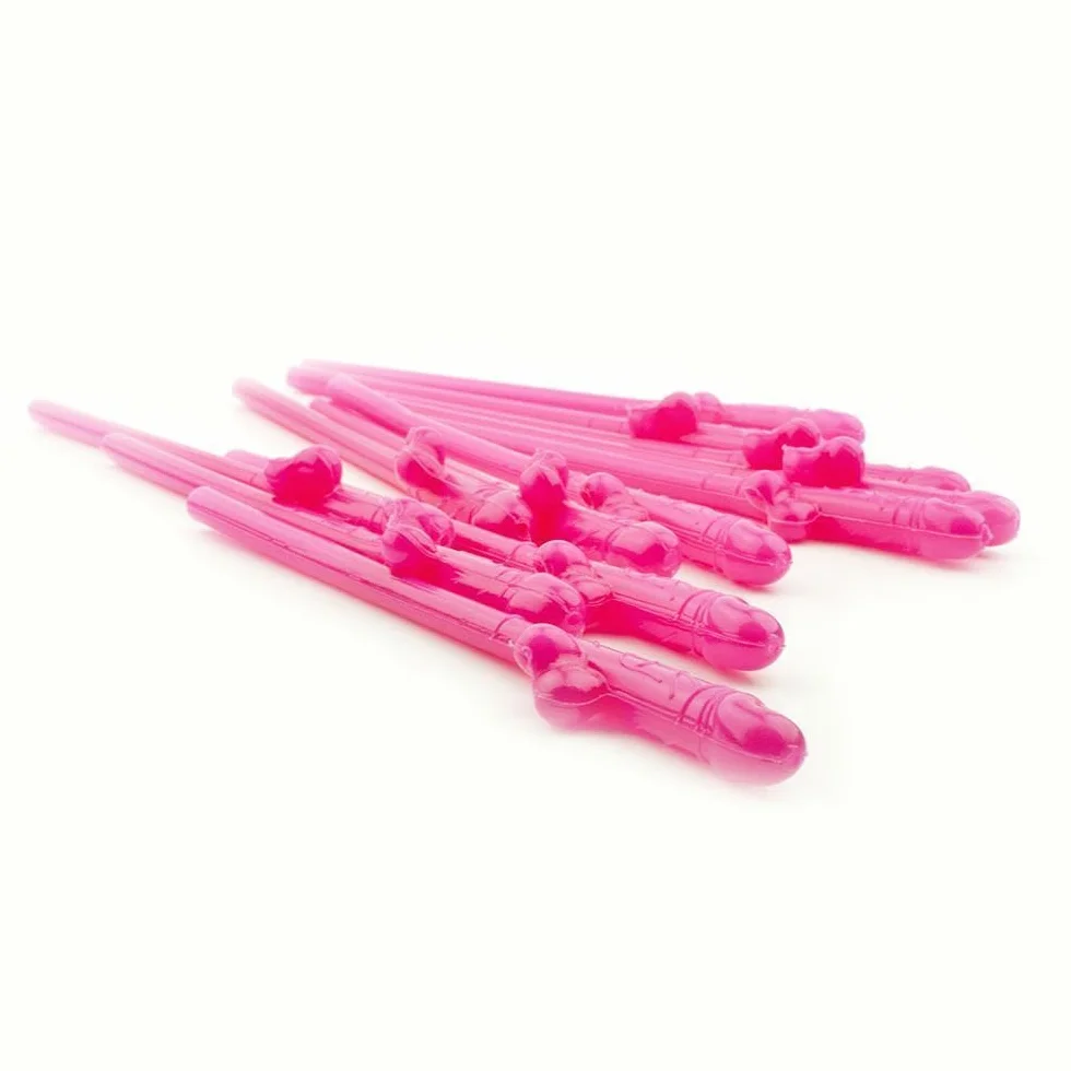 12 sztuk niegrzecznych słomek do picia, słomki wielokrotnego użytku, plastikowe, dla dziewcząt, na wieczór, na imprezę, do baru, na wieczór panieński, urodziny, ślub, różowe, 12 szt