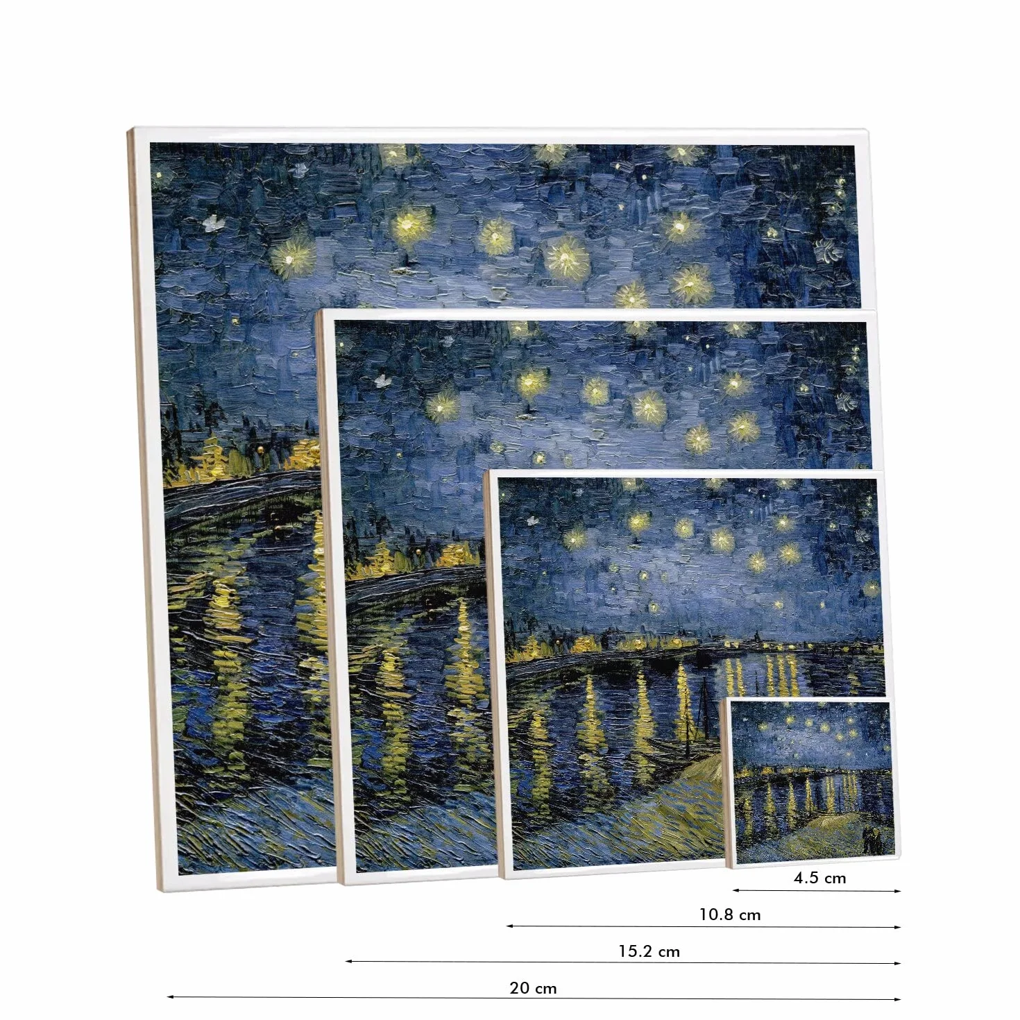 Fantastyczna Ceramiczna Płytka Dekoracyjna 10,8 x 10,8 cm - Van Gogh Nocne Gwiazdy na Rhonie Obraz