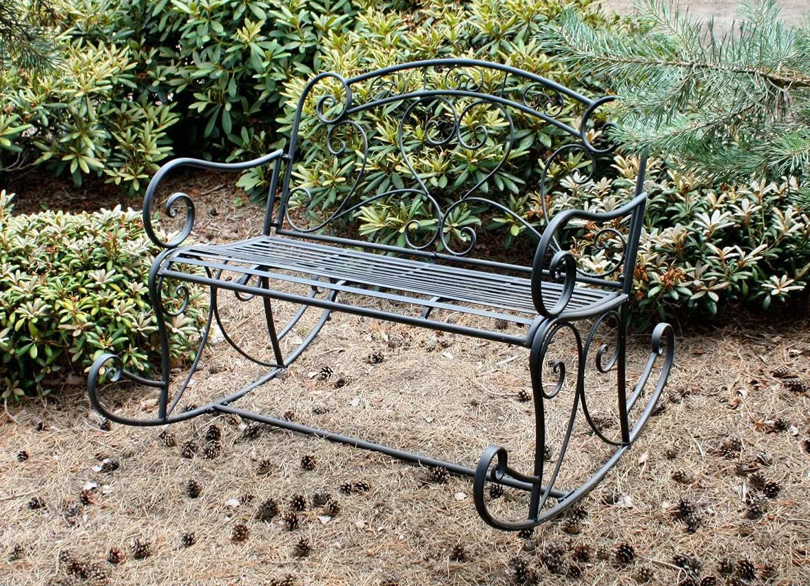 Spetebo Metalowa Huśtawka 2-osobowa - 110 x 101 x 94 cm - Outdoor Lounge Garten Ławka Bujana Parkowa