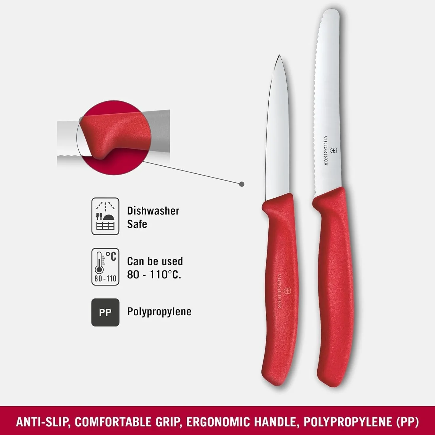 Victorinox Swiss Classic 2-częściowy zestaw noży do obierania, stal szlachetna, czerwony