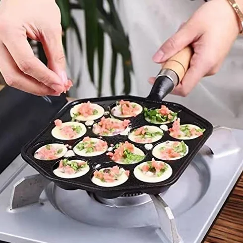 Patelnia Takoyaki Żeliwna Nieprzywierająca 14 otworów do Smażenia
