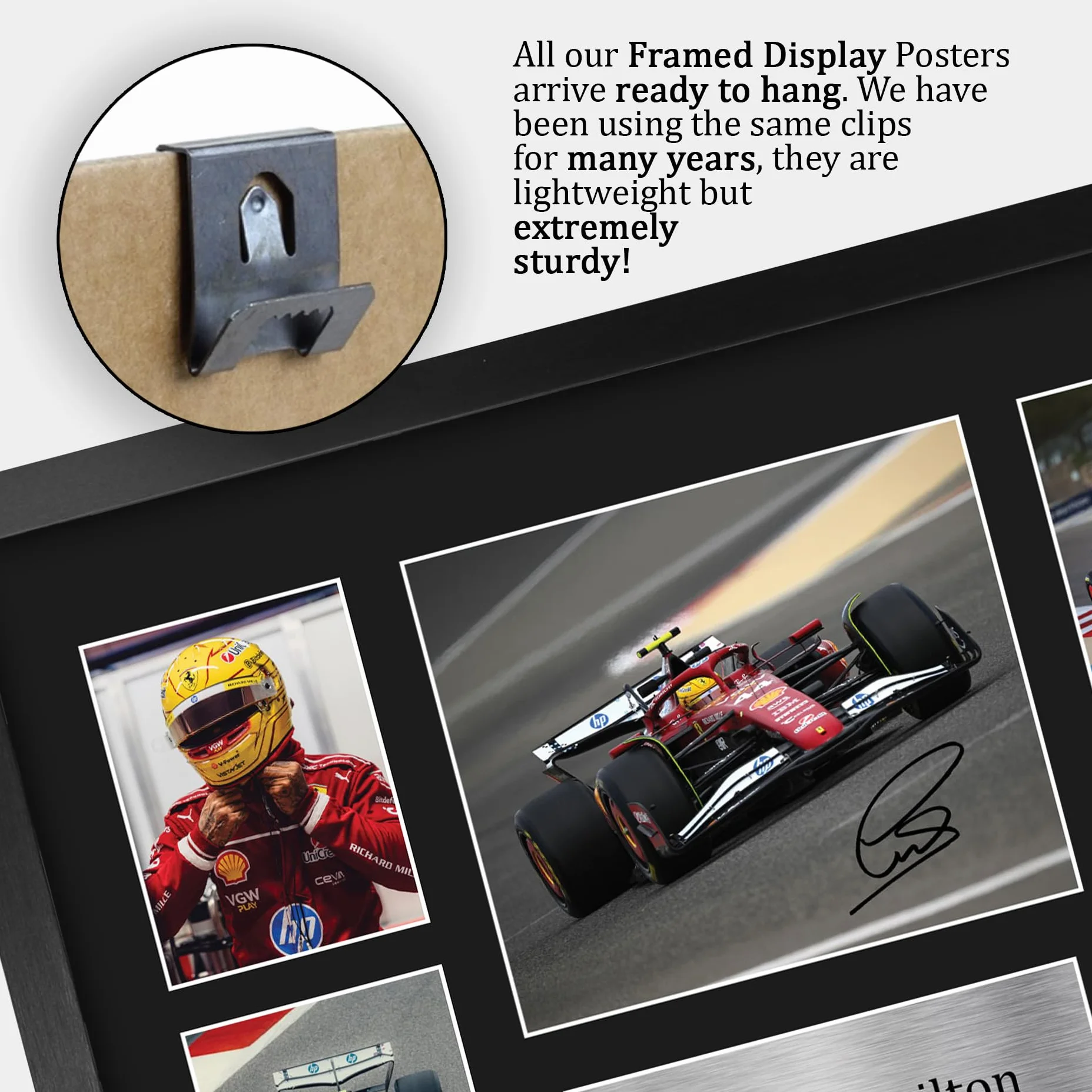 HWC Trading Lewis Hamilton Ferrari Prezenty Z Nadrukiem Podpisane Zdjęcie Z Autografem Dla Fanów Wyścigów F1 Formuły 1 - A3 Oprawione